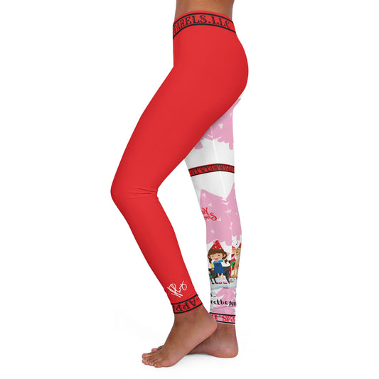 Sexy, Unique & Stylish Women's (Cherry Red Base Color) "Holiday/Christmas" Spandex Leggings with different sizes By:"TPPG-Apparels" Holiday Brands