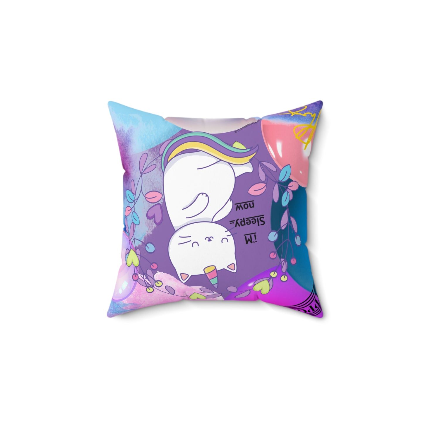 (Toddler/Kid) Spun Polyester Square Pillow (4 sizes-Lt. Purple Bgd) - By: "TPPG KIds Collection"