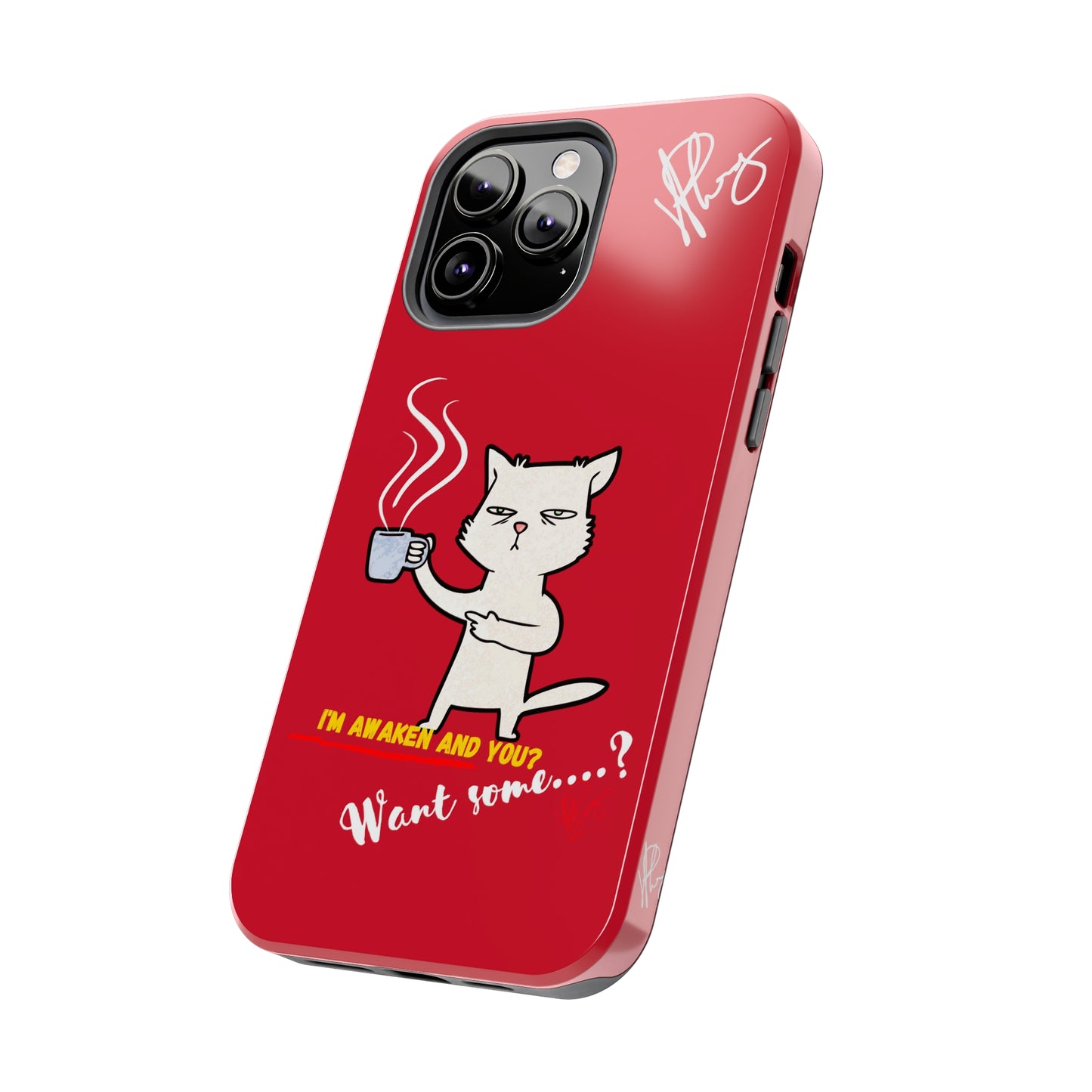 This Lovely Bold Red - Cutie "Coffee Cat" Pet Design Verision from the 'TPPG Collection' Line carries Several sizes of the "iPhone Series" Tough Phone Cases