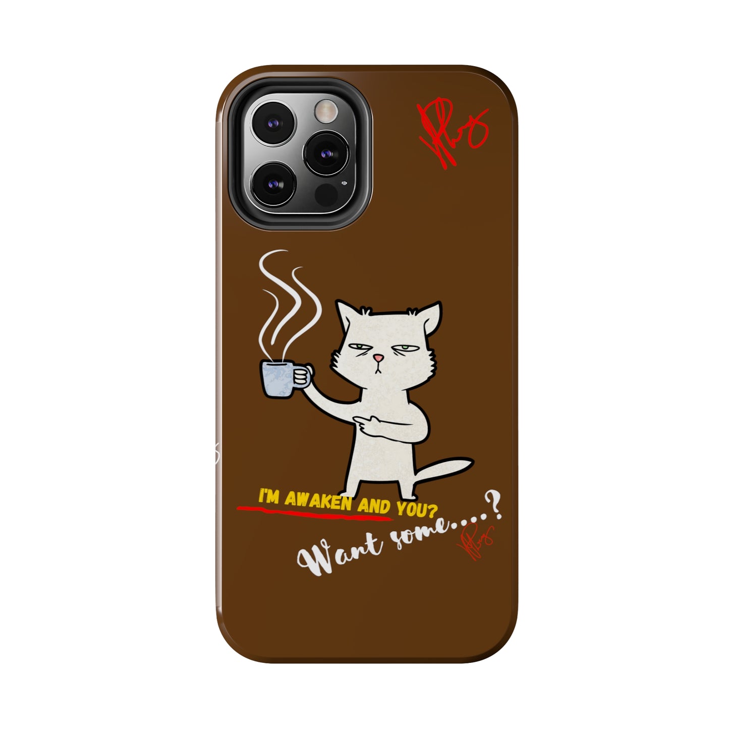 This Lovely Brown Coffee Color Tone - Cutie "Coffee Cat" Pet Design Verision from the 'TPPG Collection' Line carries Several sizes of the "iPhone Series" Tough Phone Cases