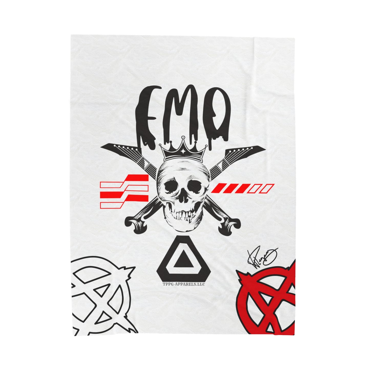 "TPPG-Apparels" Brand Presents one of it's "EMO" Brand Logo Styles White Velveteen Plush Blanket