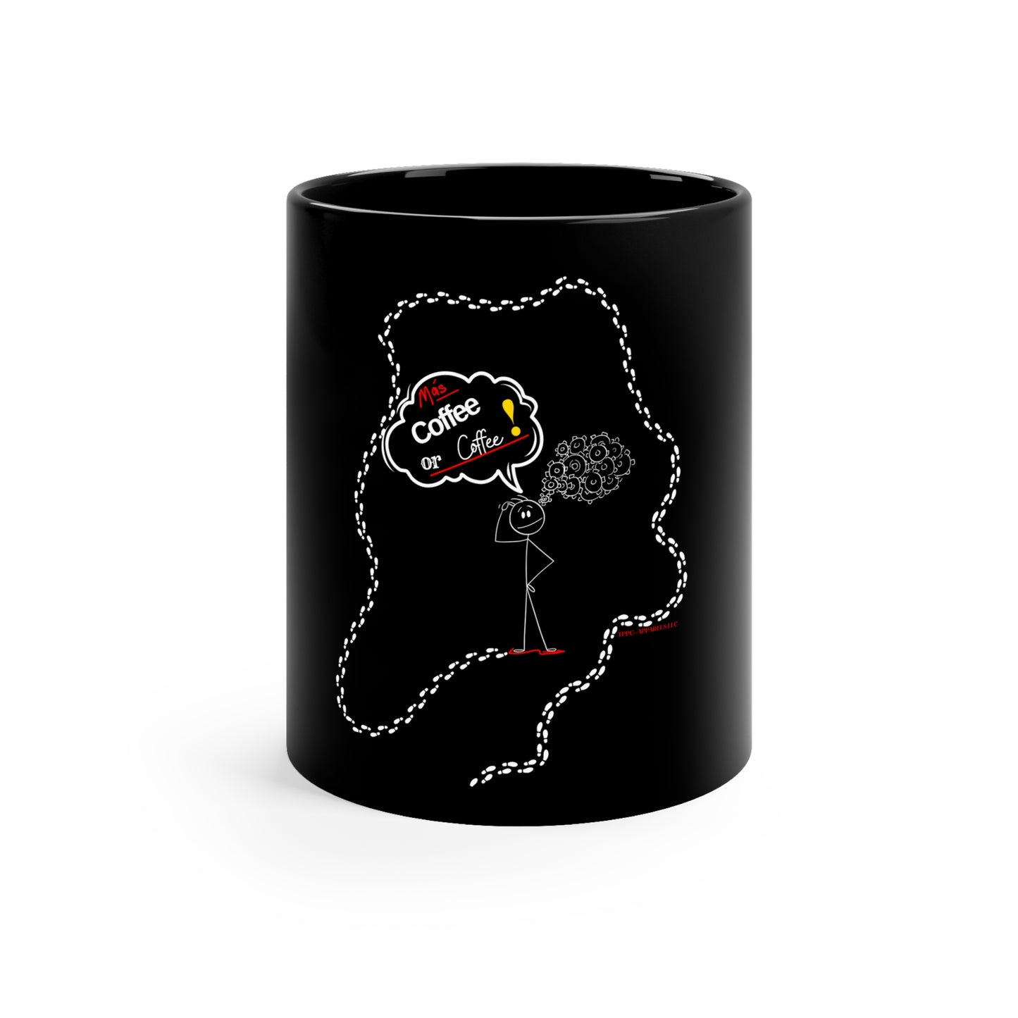 Sleek & Humorous 11oz Black "Coffee or COFFEE!" Glossy Style Mug - from the 'TPPG-Apparels' Brand Collection