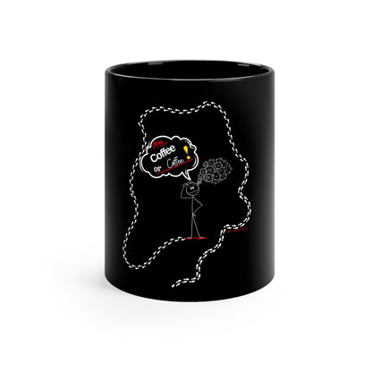 Sleek & Humorous 11oz Black "Coffee or COFFEE!" Glossy Style Mug - from the 'TPPG-Apparels' Brand Collection