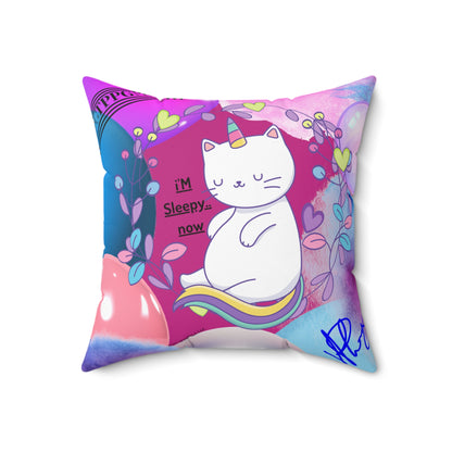 (Children) Spun Polyester ('1-side') Square Pillow (4 sizes-Deep Pink Bgd) - By: "TPPG KIds Collection"