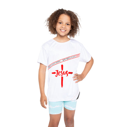 Kids Sport "Jesus Cross" White Jersey/Tee-By:"TPPG" Juniors/Kids Collections