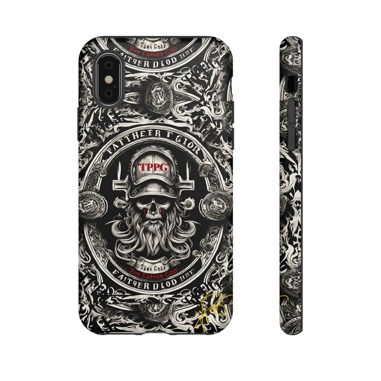 "Father God" iPhone/Google Pixel & Samsung Tough Phone Case (Black/Red & Grey)