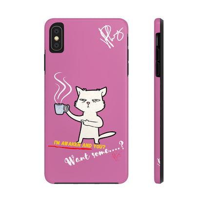 Cutie "Coffee Cat" Pet Design (in a Simple but Kool Tone Pink Base Color) Verision from the 'TPPG Collection' Line carries Several sizes of the "iPhone Series" Tough Phone Cases