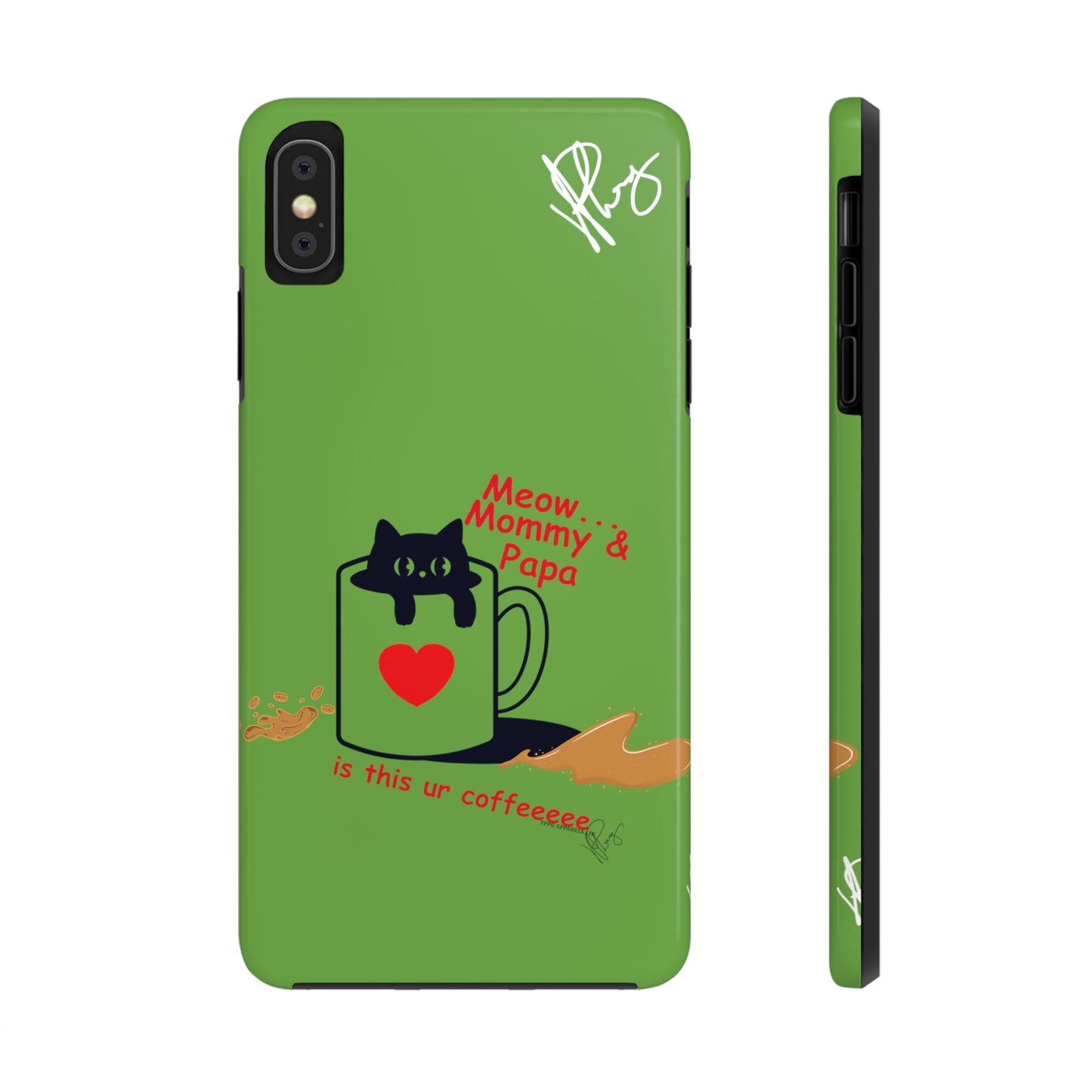 Ok Guys here's another one of our Cutest Coffee Pet Designs (in a Light Green Base Color) Verision from the 'TPPG Collection' Line carries Several sizes of the "iPhone Series" Tough Phone Cases