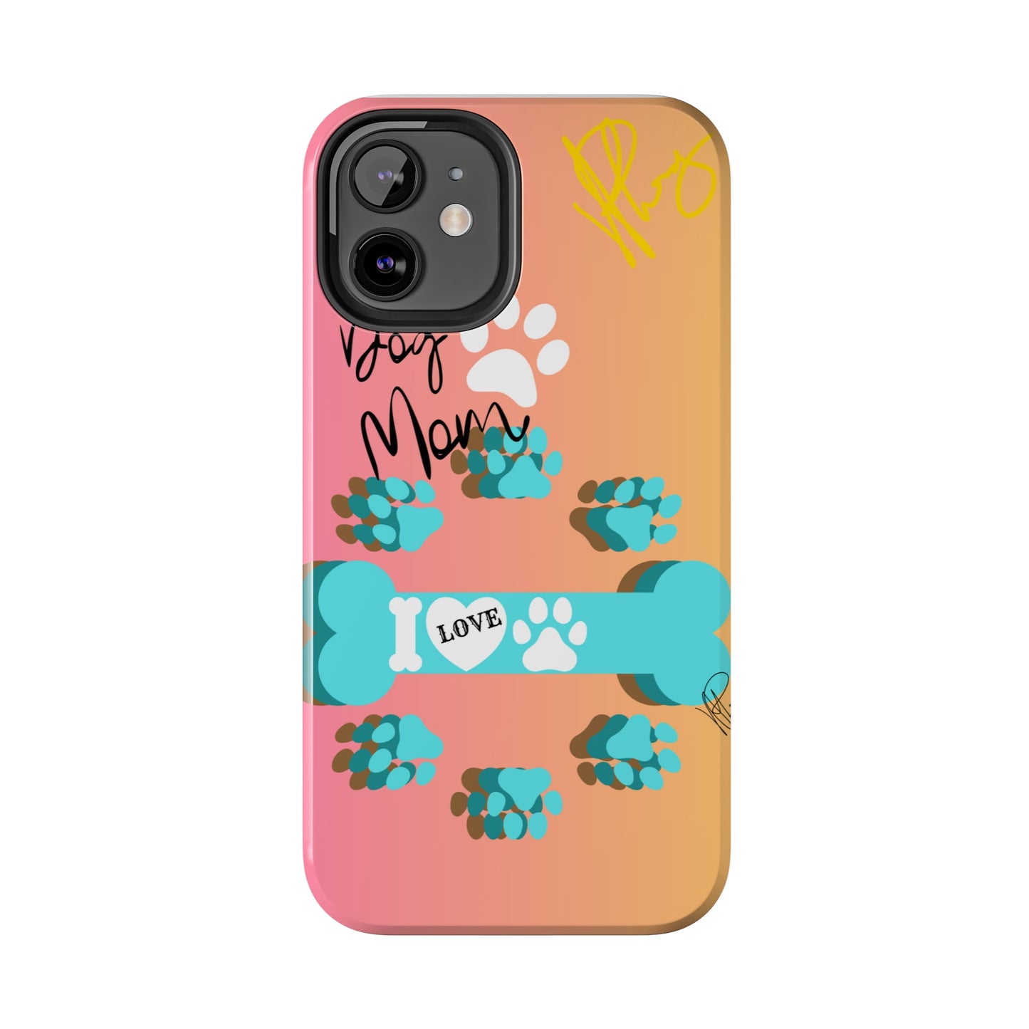 One of our Cutest "Dog Mom" Pet Designs (in a Multi-Colored Base Color) Verision from the 'TPPG Collection' Line carries Several sizes of the "iPhone Series" Tough Phone Cases