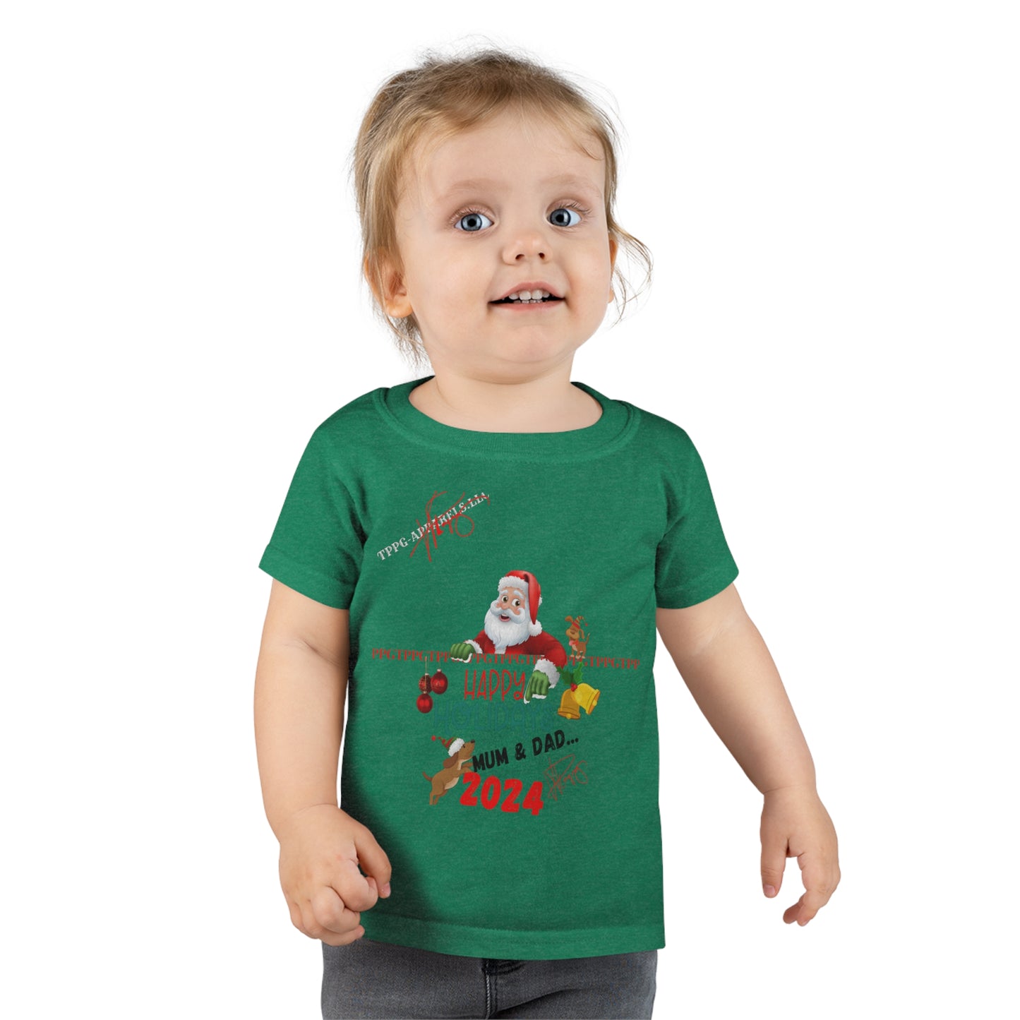 Mum & Dad Happy Holiday 'Gildan' (Double-Stitched & Tear-Away Label) Soft & Colorful Toddler T-shirt By:"TPPG-Apparels" Infant/Toddler Holiday Collections