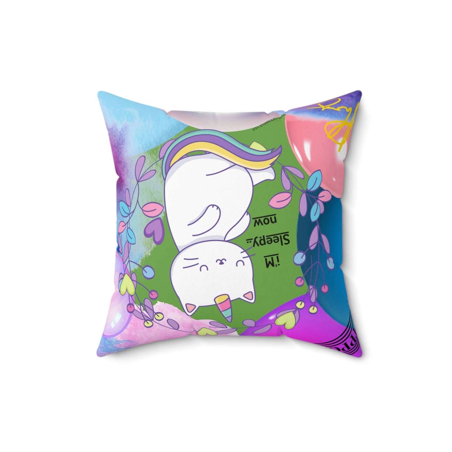 (Toddler/Kid) Spun Polyester Square Pillow (4 sizes-Forest Green Bgd) - By: "TPPG KIds Collection"