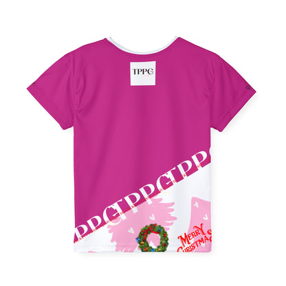 Kids (Deep Pink Base) 'Holiday/Christmas' Sports Jersey/Tee - By:"TPPG-Apparel" Juniors Collections