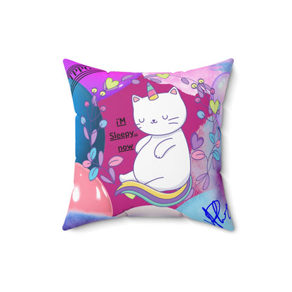 (Children) Spun Polyester ('1-side') Square Pillow (4 sizes-Deep Pink Bgd) - By: "TPPG KIds Collection"