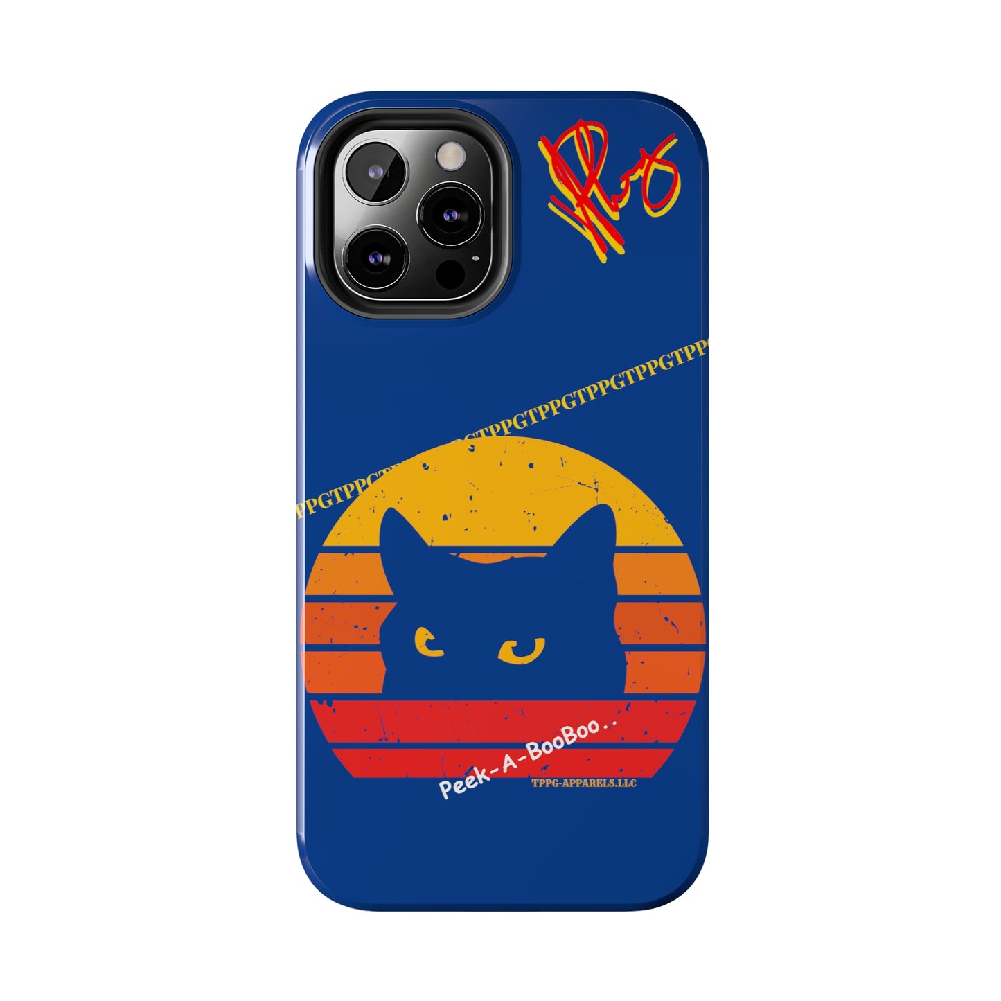 Custom Cat Design Phone Cases "Peek-A-BOOO.." (Black Multi-Colored)