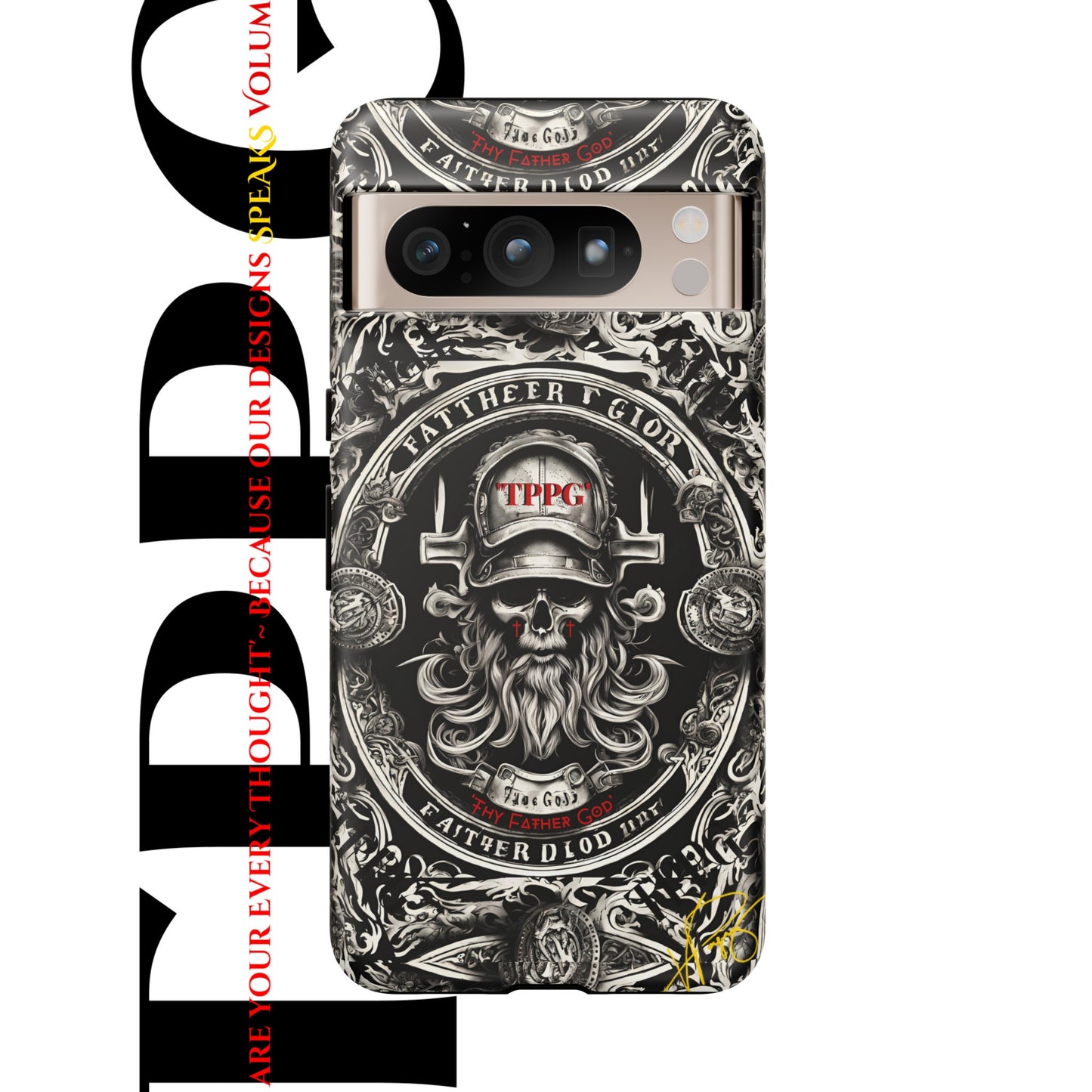 "Father God" iPhone/Google Pixel & Samsung Tough Phone Case (Black/Red & Grey)