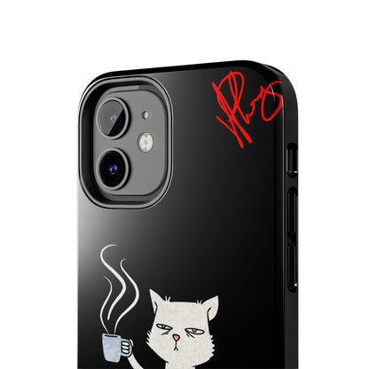 Another Cute "Coffee Cat" Pet Design (in a Simple but Bold Black & White Base Color) Verision from the 'TPPG Collection' Line carries Several sizes of the "iPhone Series" Tough Phone Cases