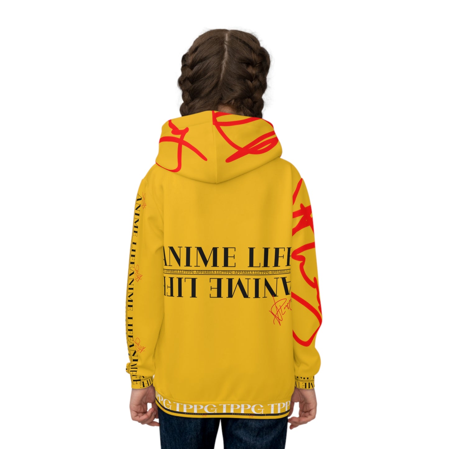 Children's (Yellow) "TPPG Anime Life & Logo" Hoodie in 6 sizes