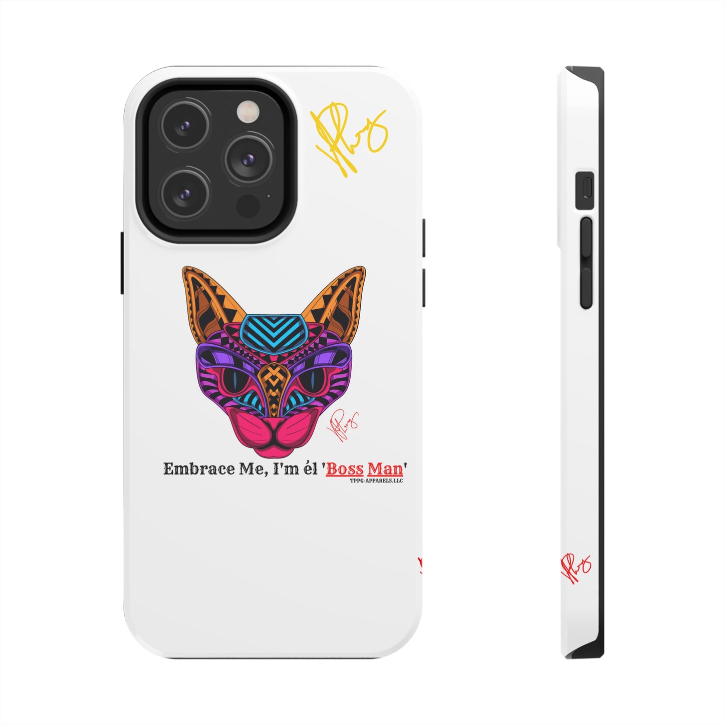 Cat Custom Designs Phone Cases - iPhone/Samsung Galaxy & Google Pixel (Multi-Colored White)