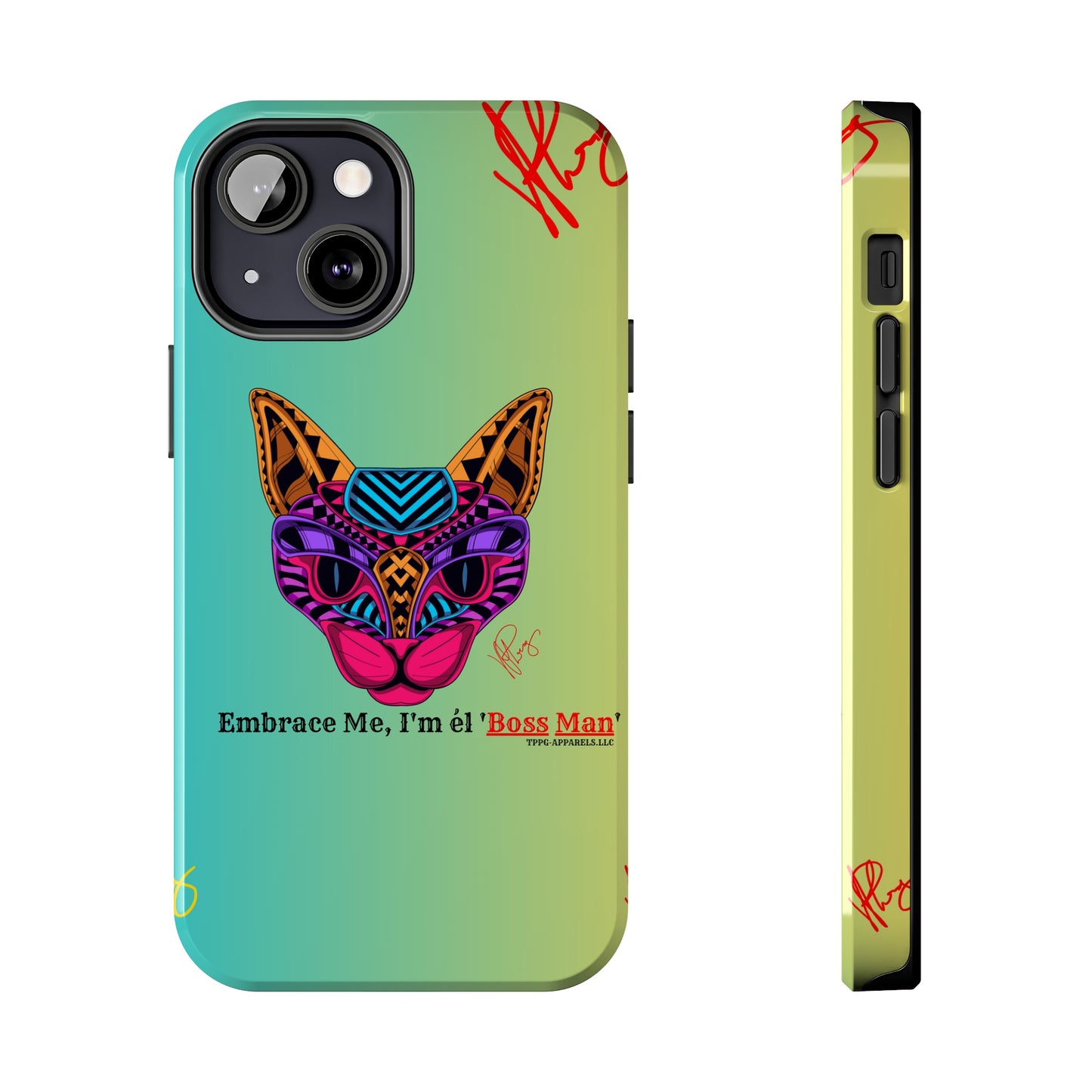 Pets Designed Phone Cases - iPhone/ Samsung Galaxy & GooglePixel ("Embrace Me.."1) (Green/Yellow Hue Color)