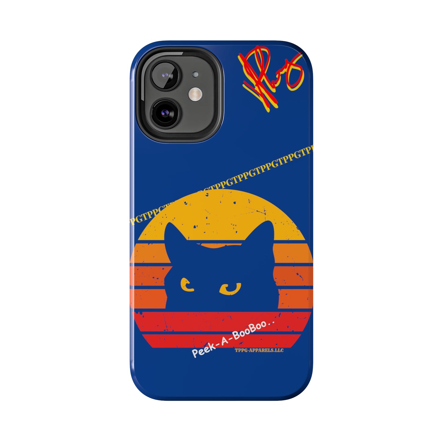 Custom Cat Design Phone Cases "Peek-A-BOOO.." (Black Multi-Colored)