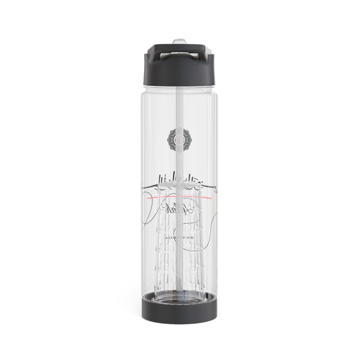 Clear 25oz Sleek 'Arabic-Allah' Print Style INFUSER Water Bottle by the "TPPG-Apparels" ('Arabic Print') Collection