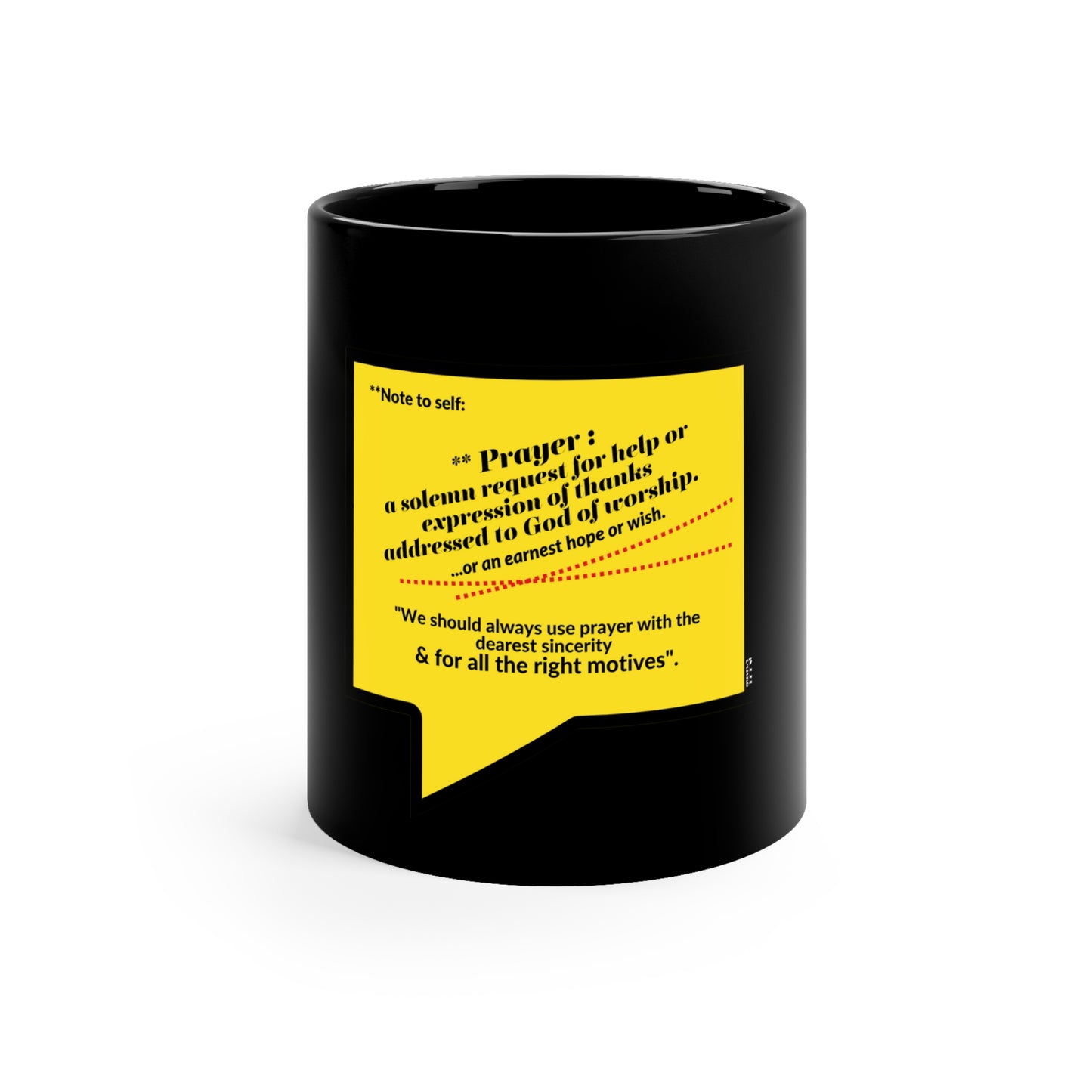 Sleek & Humorous "Yellow Card Collection-Note To Self" from the "TPPG-Apparels Brand" - 11oz Black Glossy Style Mug