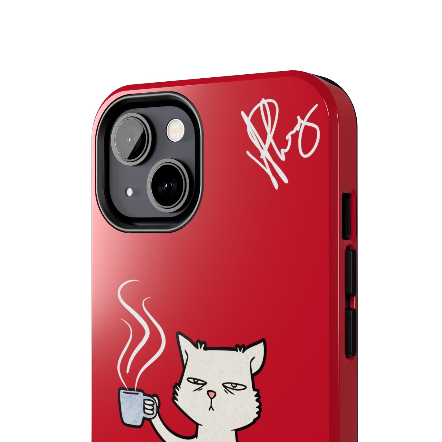 This Lovely Bold Red - Cutie "Coffee Cat" Pet Design Verision from the 'TPPG Collection' Line carries Several sizes of the "iPhone Series" Tough Phone Cases