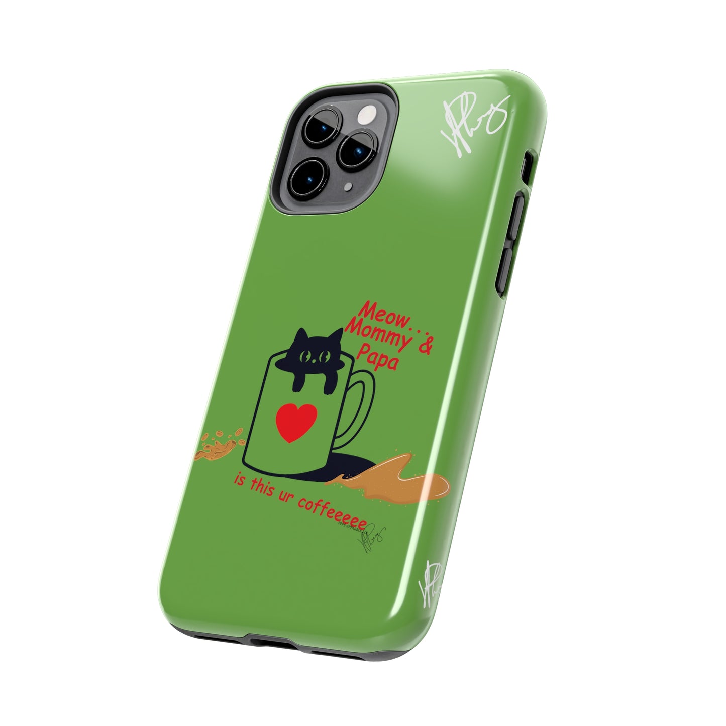 Ok Guys here's another one of our Cutest Coffee Pet Designs (in a Light Green Base Color) Verision from the 'TPPG Collection' Line carries Several sizes of the "iPhone Series" Tough Phone Cases