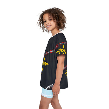 Kids (Black) 'Jesus/Faith' Sports Jersey/T-Shirt