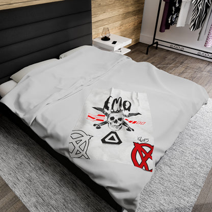 "TPPG-Apparels" Brand Presents one of it's "EMO" Brand Logo Styles White Velveteen Plush Blanket