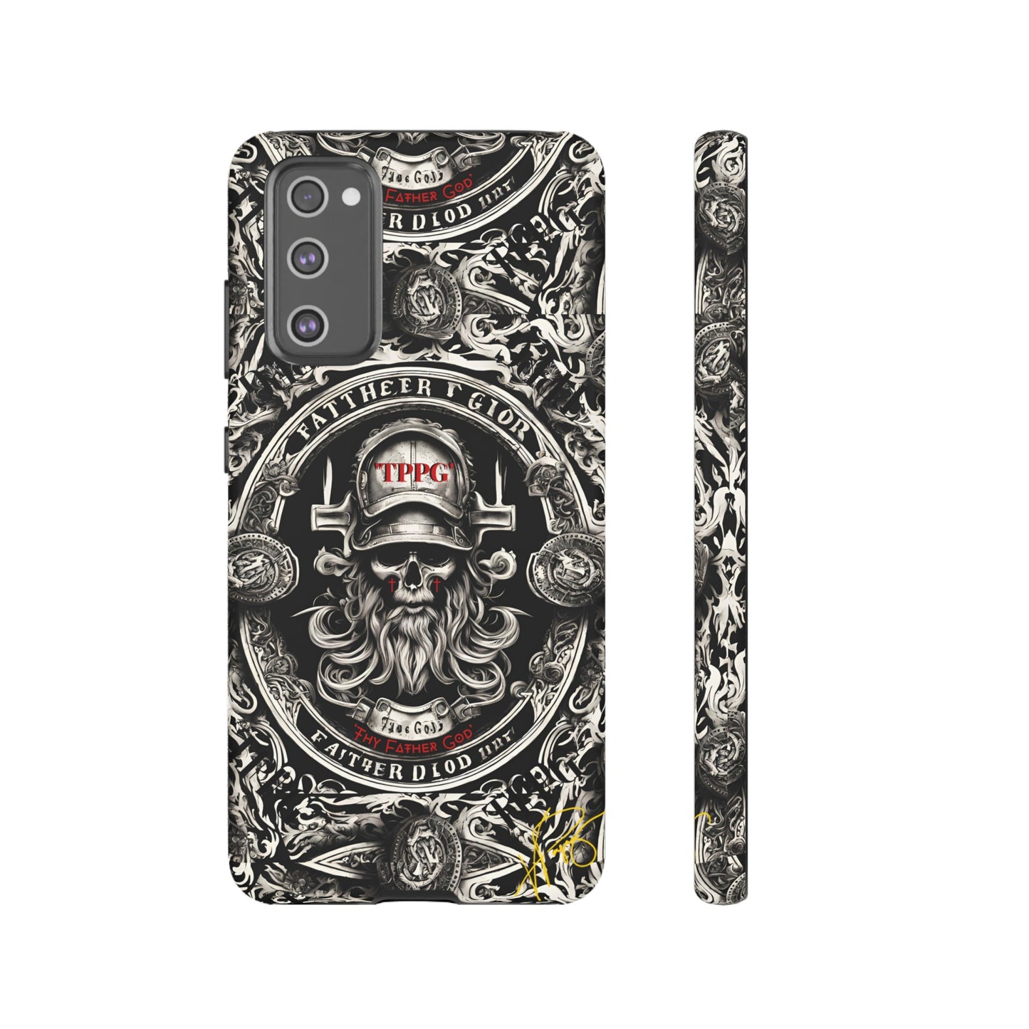 "Father God" iPhone/Google Pixel & Samsung Tough Phone Case (Black/Red & Grey)