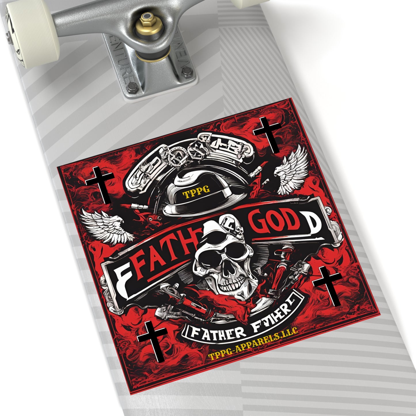 Square "Father God-Biker/Motorcycle" Stickers (Indoor\Outdoor)