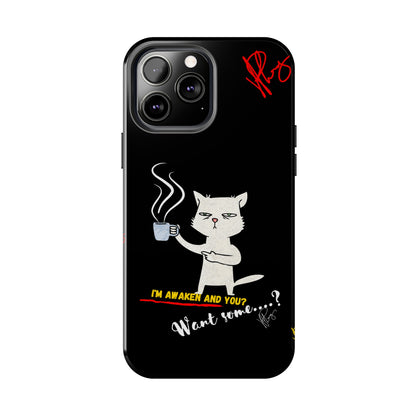 Another Cute "Coffee Cat" Pet Design (in a Simple but Bold Black & White Base Color) Verision from the 'TPPG Collection' Line carries Several sizes of the "iPhone Series" Tough Phone Cases