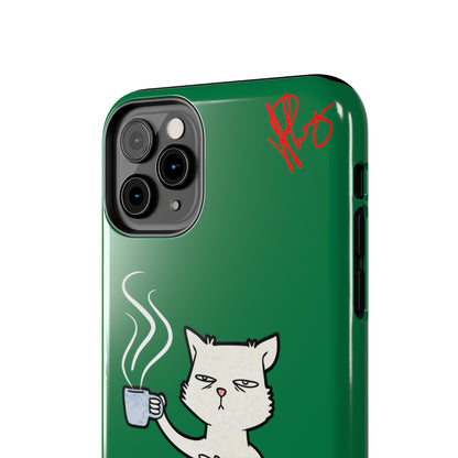 Lovely Forest Green Hue - Cutie "Coffee Cat" Pet Design Verision from the 'TPPG Collection' Line carries Several sizes of the "iPhone Series" Tough Phone Cases