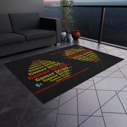 Black Durable & Non-Slip Outdoor Rug-"TPPG Gamer Collection"