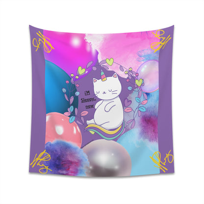 100% Polyester (I'm Sleepy, Now) Printed Wall Tapestry (Lt. Purple Base color) from "TPPG Collections"