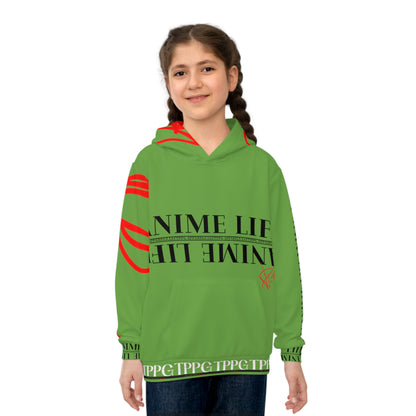 Children's (Lt. Green) "TPPG Anime Life & Logo" Hoodie in 6 sizes