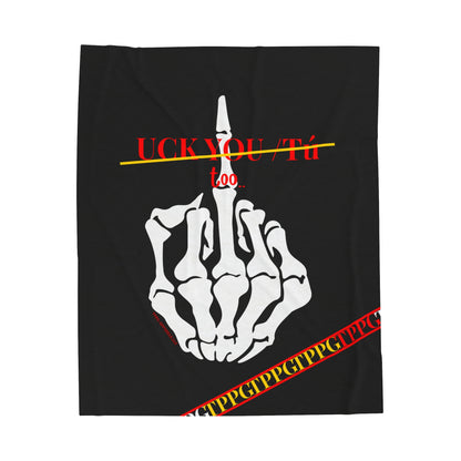 "TPPG-Apparels" Presents a Humorous Fingers Up -'Uck You Tú" Black Velveteen Plush Blanket