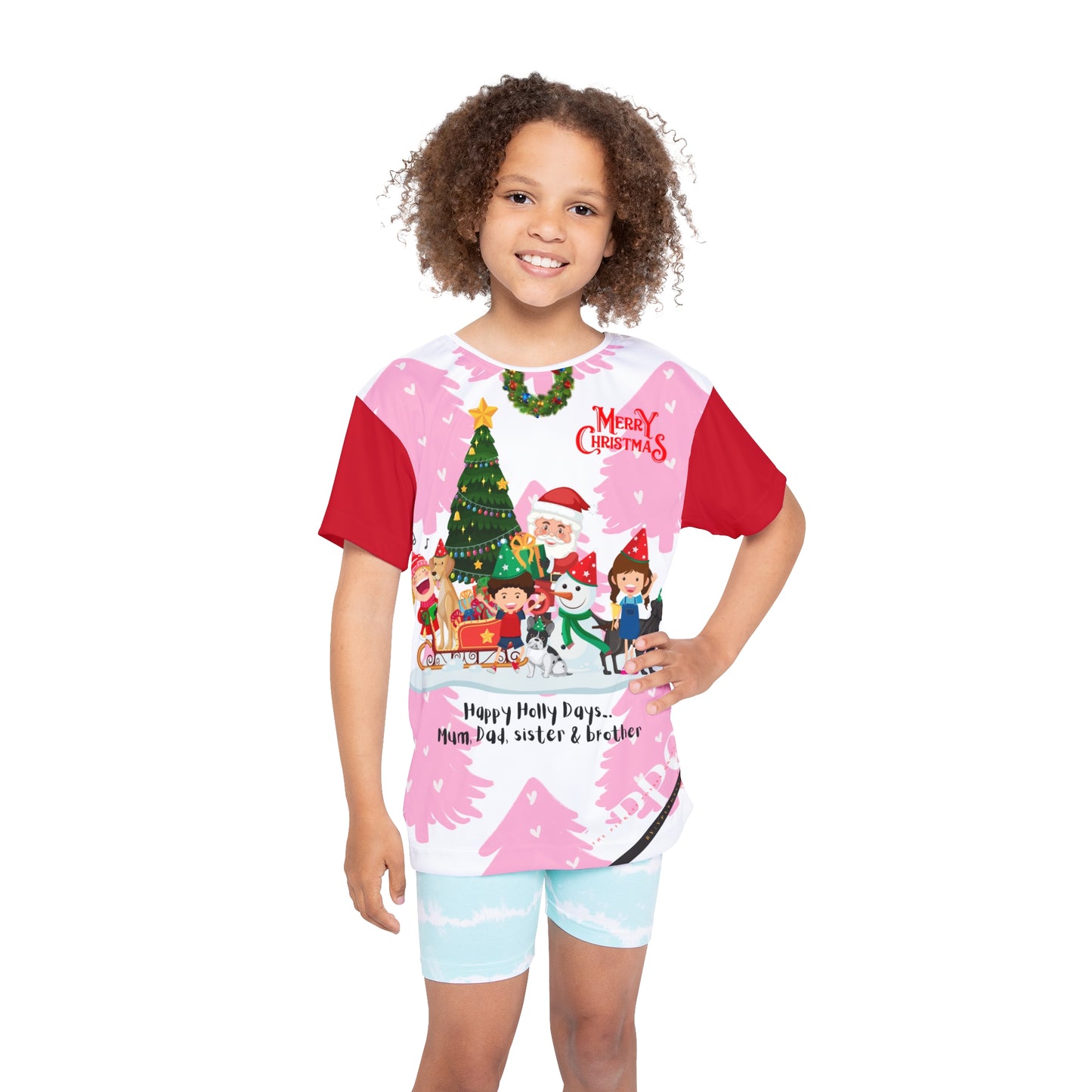 Kids (Deep Red Base) 'Holiday/Christmas' Sports Jersey/Tee - By:"TPPG-Apparel" Juniors Collections