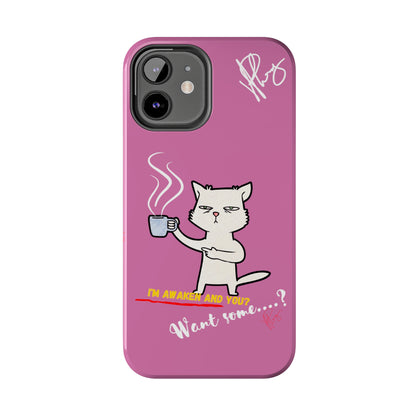 Cutie "Coffee Cat" Pet Design (in a Simple but Kool Tone Pink Base Color) Verision from the 'TPPG Collection' Line carries Several sizes of the "iPhone Series" Tough Phone Cases