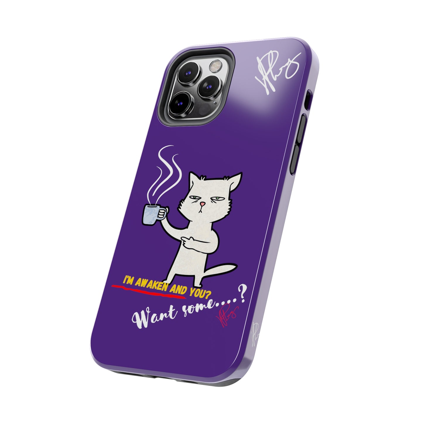 Lovely Bold Purple - Cutie "Coffee Cat" Pet Design Verision from the 'TPPG Collection' Line carries Several sizes of the "iPhone Series" Tough Phone Cases