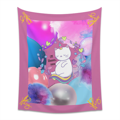 100% Polyester (I'm Sleepy, Now) Printed Wall Tapestry (Lt. Pink Base color) from "TPPG Collections"