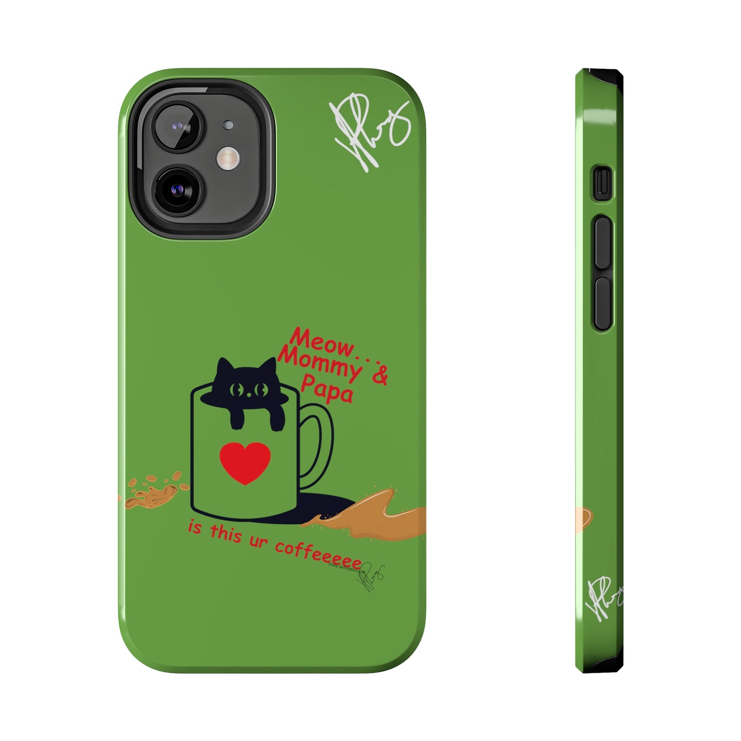 Ok Guys here's another one of our Cutest Coffee Pet Designs (in a Light Green Base Color) Verision from the 'TPPG Collection' Line carries Several sizes of the "iPhone Series" Tough Phone Cases