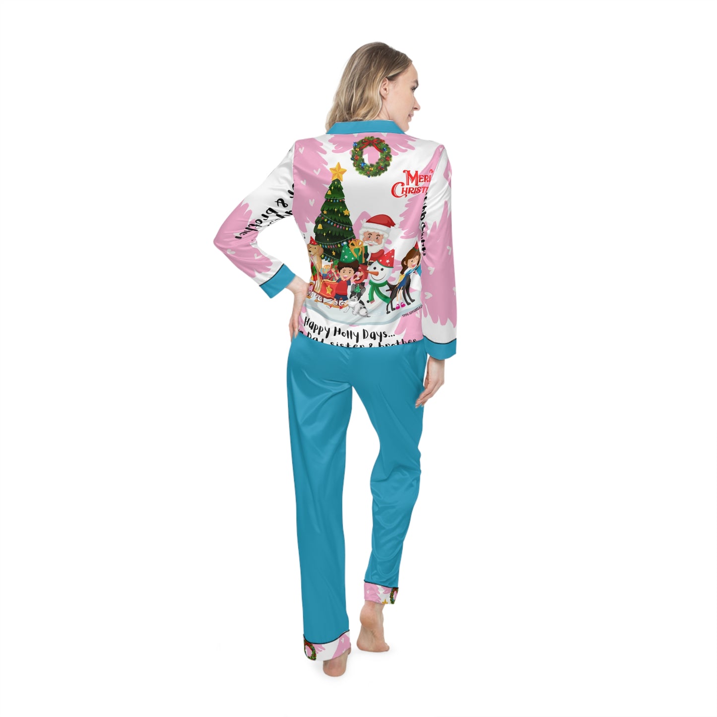 "TPPG-Apparels" Turquoise Base: (UGLY-Holiday) Women's 95% Satin Pajamas