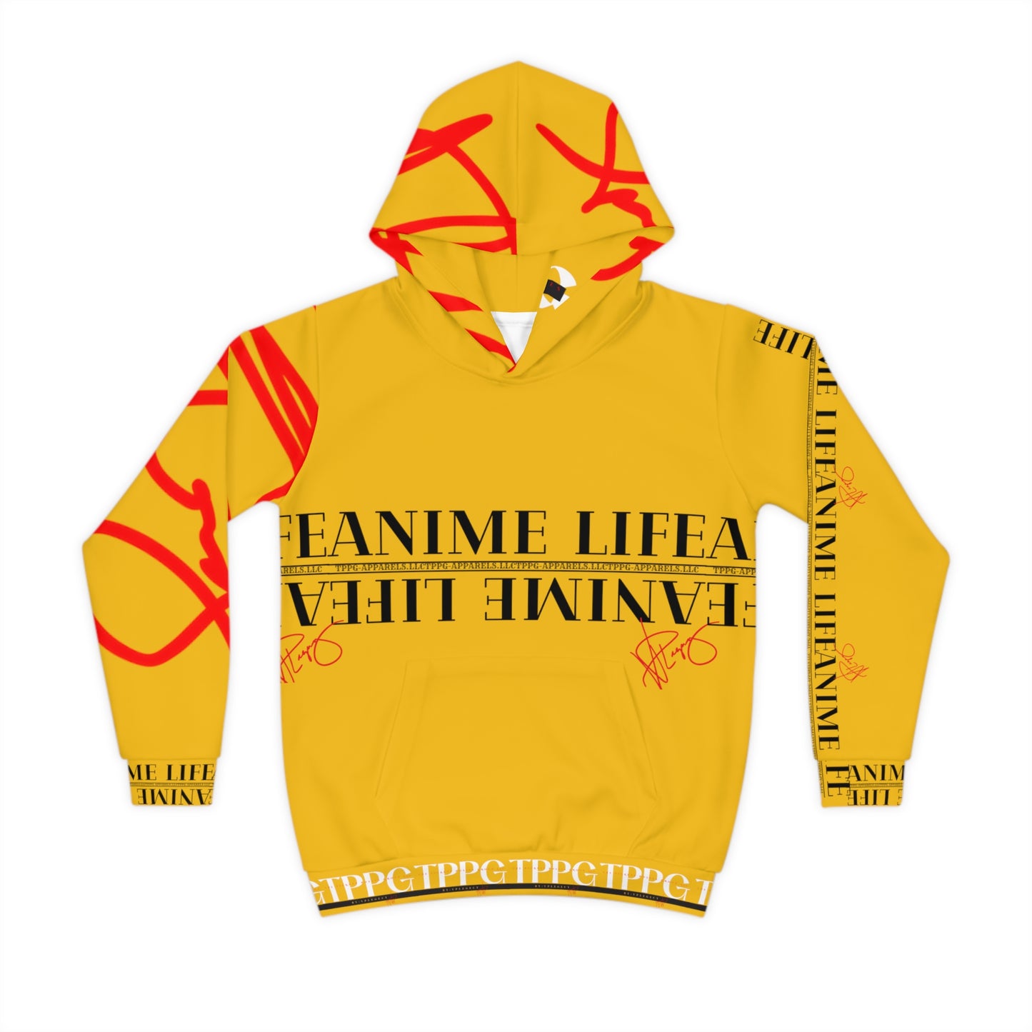 Children's (Yellow) "TPPG Anime Life & Logo" Hoodie in 6 sizes