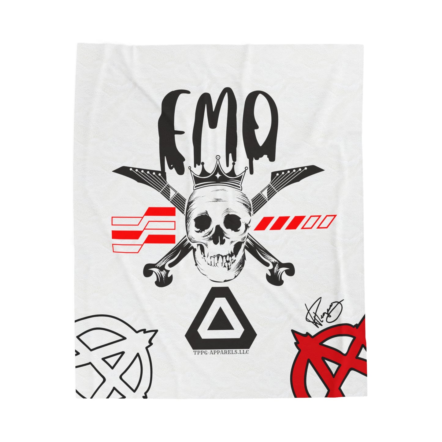 "TPPG-Apparels" Brand Presents one of it's "EMO" Brand Logo Styles White Velveteen Plush Blanket