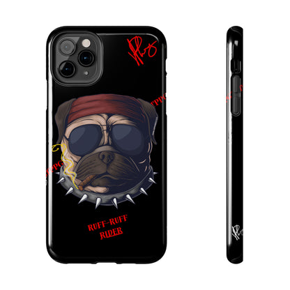 This Tough Design of A "Ruff Rider" with a Black Base Color - Cute Pet Design for Dog Owners Verision from the 'TPPG Collection' Line carries Several sizes of the "iPhone Series" Tough Phone Cases