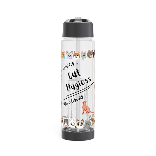 Clear 25oz 'Cat Lover/Ailurophile' Style Design -'Cat Hugiess..' INFUSER Water Bottle by the "TPPG-Apparels Brand" Cat Collection