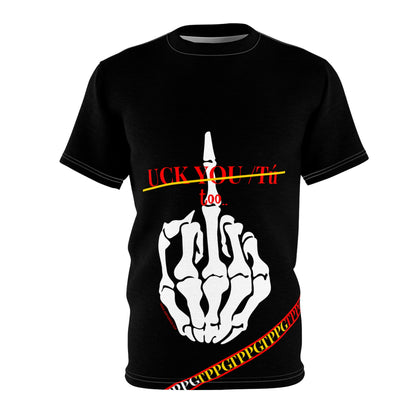 "TPPG-Apparels" Presents a Humorous Fingers Up -'Uck You Tú" Black Sleek 'Tagless' Premium Style Casual Unisex T-Shirt