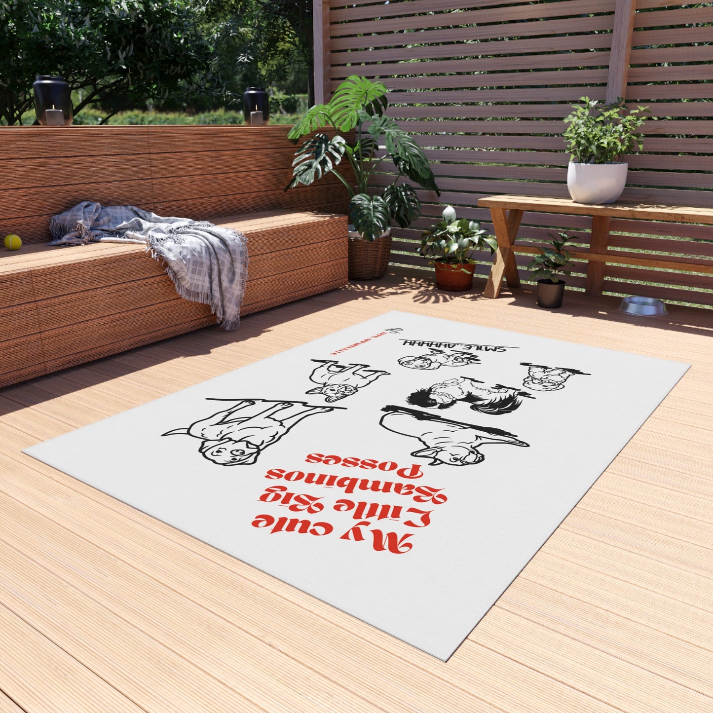 'TPPG' Cute (Pet) Pups/Dogs Design ('Bambino Posses')-White Durable Outdoor Rug